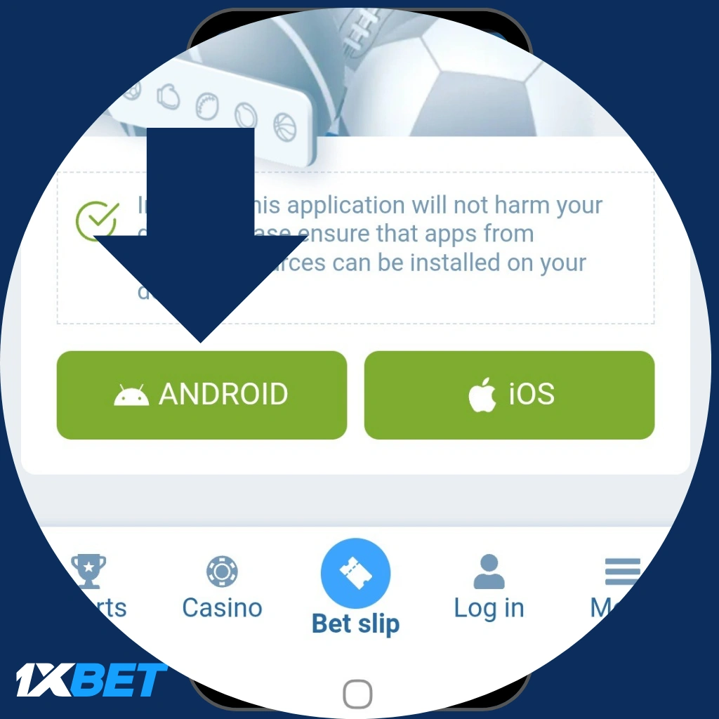 زر تحميل 1xBet APK