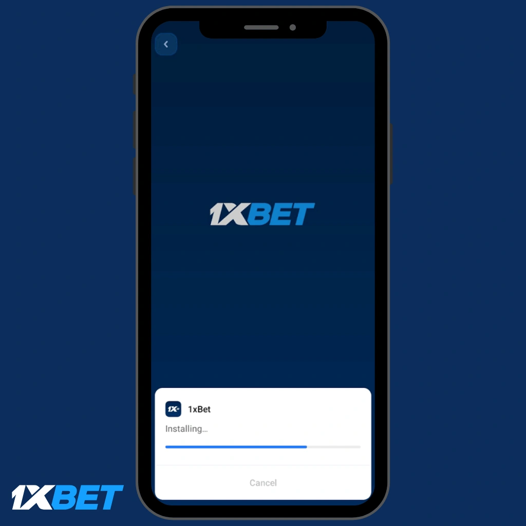شاشة تثبيت تطبيق 1xBet